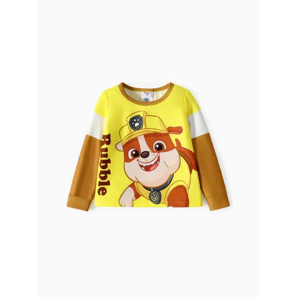 Patpat PAW Patrol Toddler Girl/Boy Skye Chase Rubble Marshall Colorblock Long-sleeve Tee Yellow