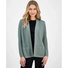 Anne Klein Womens Malibu Fine Rib Open Front Cardigan, Stylish Lightweight Layering Piece