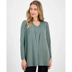 Anne Klein Womens Napa Fine Rib Pocket Cardigan, Cozy Stylish Layer for Casual or Office Wear