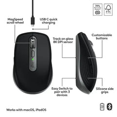 Logitech MX Anywhere 3S Wireless Mouse For Mac (910-006945) - Space Gray