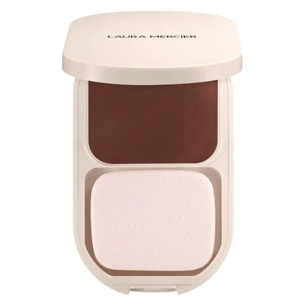Laura Mercier Real Flawless Feather Matte Powder Foundation, Sheer to Medium Coverage, 16 HR Fade-Proof Wear, Hydration & Shine Control, Weightless Face Powder Compact, Hyaluronic Acid Infused