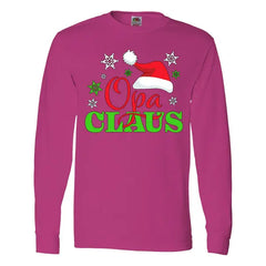 Inktastic Opa Claus with Christmas Santa Hat and Snowflakes Long Sleeve T-Shirt