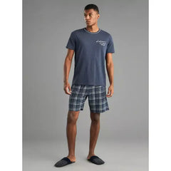 Printed T-shirt and Shorts Set - Blue