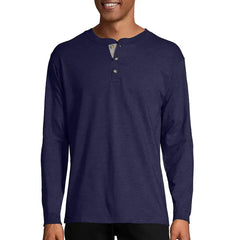 Hanes Men's and Big Men's Beefy Heavyweight Long Sleeve Three-Button Henley