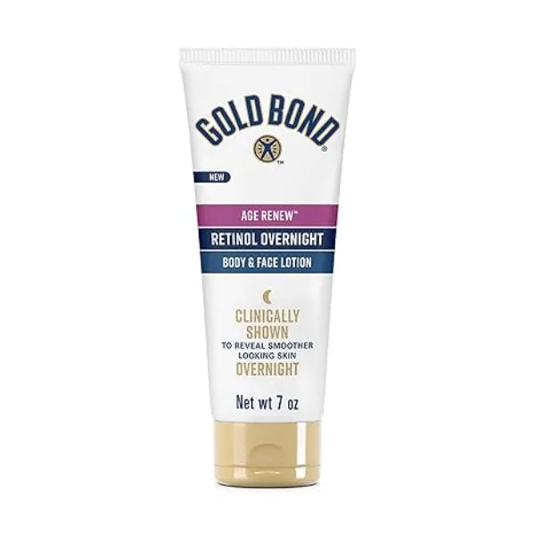 Gold Bond Age Renew Retinol Overnight Body & Face Lotion, With Retinol & Peptide Complex, for Dry Skin.