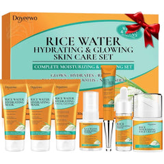 DOYEEWO Skin Care Set, Korean Rice Extract, Hydrate Glow Repair, Anti-Aging, Facial Routine Kit Gift Set for Womens for Normal,Combination, Dry, Oily Skin