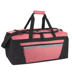 40 Liter 22 Inch Duffle Bag with Reflective Stripe, Front Accessory Pocket, Velcro Handles, Dual Zipper Closure and Luggage Strap for Traveling, Commuting, Sports and Gym Equipment in Black & Silver`