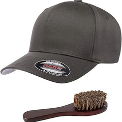 Flexfit Wooly Combed Men's Athletic Stretch Fitted Baseball Cap Bundle with THP Hat & Clothing Brush