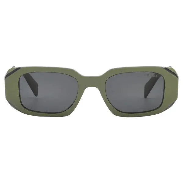 Prada PR 17WS Plastic Womens Rectangle Sunglasses Black 49mm Adult