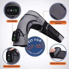 Dearbeauty Cordless Heated Shoulder Wrap with Massage - 3 Heat & Vibration Settings - Grey