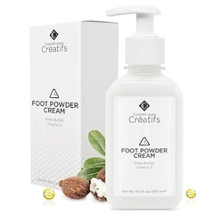 Cosmétiques Créatifs Foot Powder Cream for Dry Cracked Heels, Odor Control, and Intense Skin Hydration, with Shea Butter and Vitamin E