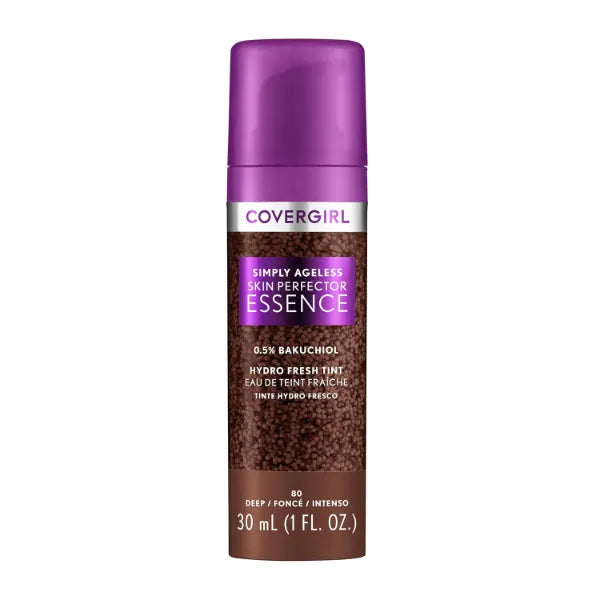 Covergirl Simply Ageless Skin Perfector Essence Foundation, Tinted Skincare Makeup Hybrid, Sheer Tint, Radiant Finish, Glowy Finish, Vegan Formula