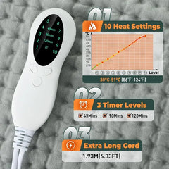 Lieberwell Electric Heating Pads 12''×24'' With LCD Controller, 10 Heat Settings 3 Timer, Auto Shut Off Function