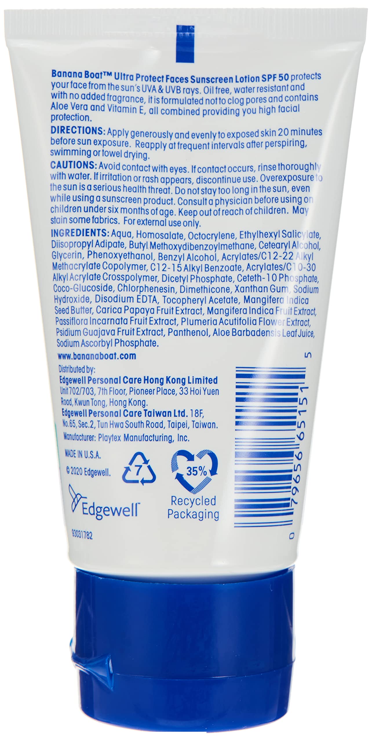 Banana Boat Ultra Protect Faces Sun Screen Lotion SPF 50, 60ml (Pack of 2)