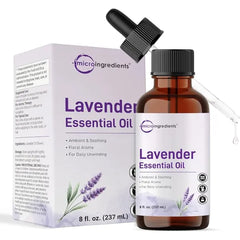 Micro Ingredients Lavender Essential Oil, 8 fl oz | Easy-Use Dropper Bottle | DIY Natural Aromatherapy, Soap, Lotion, Diffuser, Candles, Body & Scalp Massages | Soothing Floral Aroma | Cruelty Free