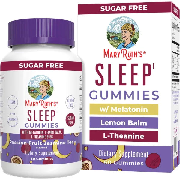 MARYRUTH'S Melatonin 5mg Sleep Gummy with L-Theanine, Lemon Balm, 60 Count
