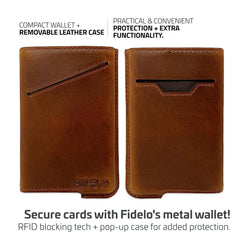 Fidelo Minimalist Wallet for Men - Slim Credit Card Holder RFID Mens Wallets with Magnetic Money Clip - Toasted Chestnut Case