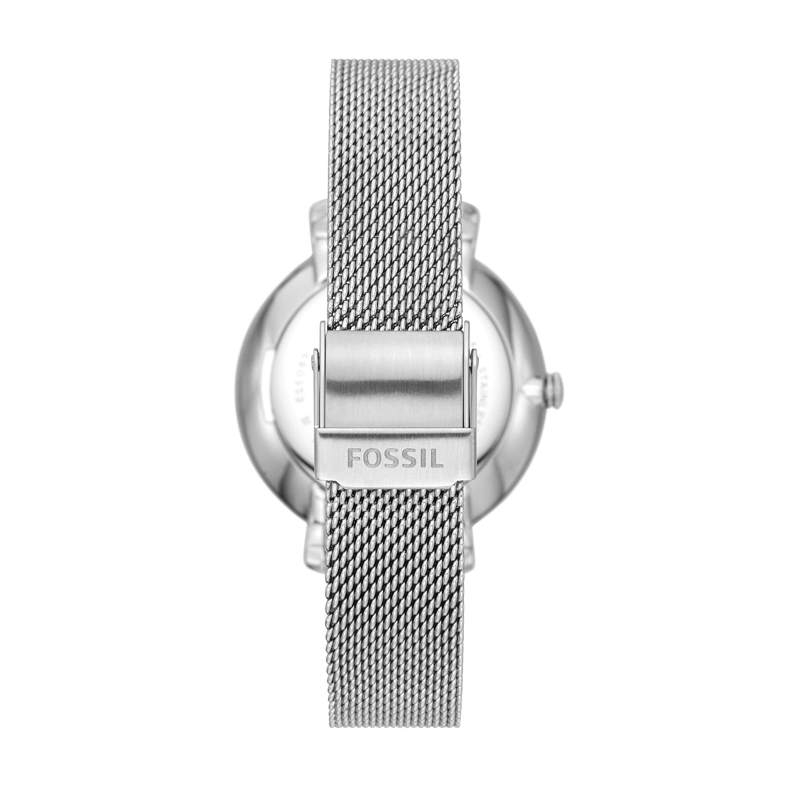 Fossil Women's Jacqueline Quartz Stainless Steel Mesh Three-Hand Watch, Color: Silver (Model: ES5089)