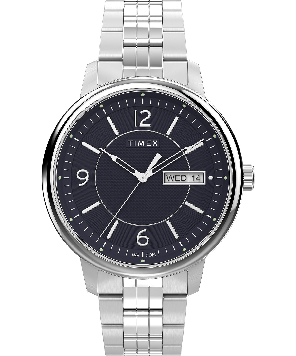 Timex 45 mm Chicago Watch - Stainless Steel/Blue/Silver-Tone
