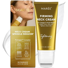 MAREE Neck Cream with Face Roller – Neck Creams For Tightening and Firming – 3D-Collagen, Pro Retinol & AH-8 Firming Neck Cream Roller, 120 ml