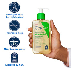 CeraVe Hydrating Foaming Cleanser with Squalane, Hyaluronic Acid & Ceramides | Moisturizing for Dry to Very Dry Skin | Fragrance & Residue Free 8 FL Oz