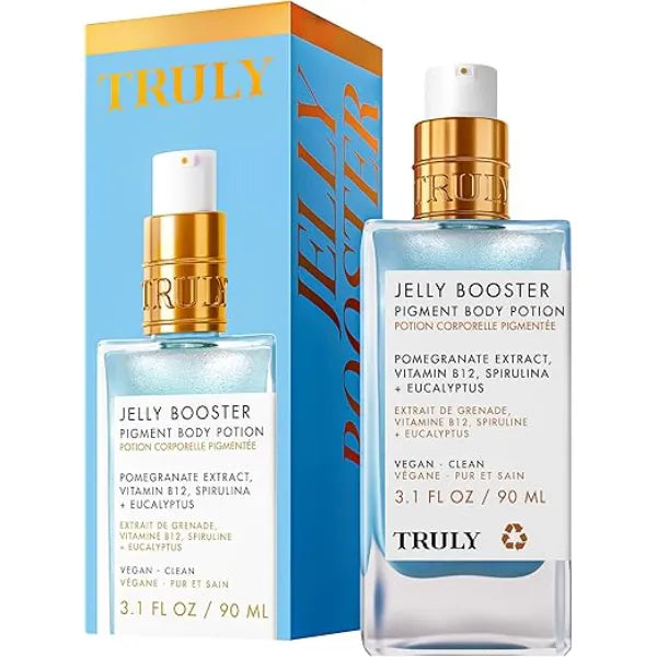 Truly Beauty Jelly Booster Pigment Body Potion Dark Spot & Discoloration Pomegranate Extract & Vitamin B12 Hydrates, Smooths & Helps Fade Acne Scars for More Even Skin on Face & Body 3.1 Fl Oz