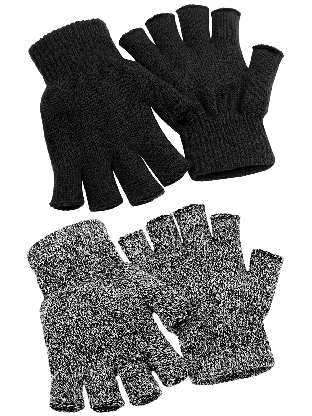 TERRIFI 2 Pairs Unisex Warm Half Finger Gloves Winter Fingerless Gloves, L for Adults