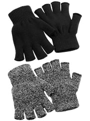 TERRIFI 2 Pairs Unisex Warm Half Finger Gloves Winter Fingerless Gloves, L for Adults