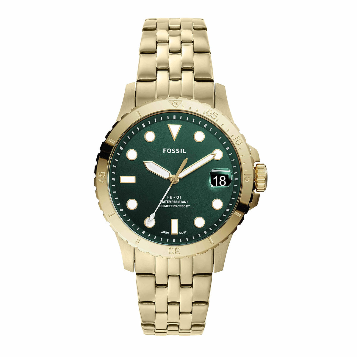 Fossil Women's Dive-Inspired Sports Watch with Stainless Steel, Ceramic, or Silicone Band - Golden_Green