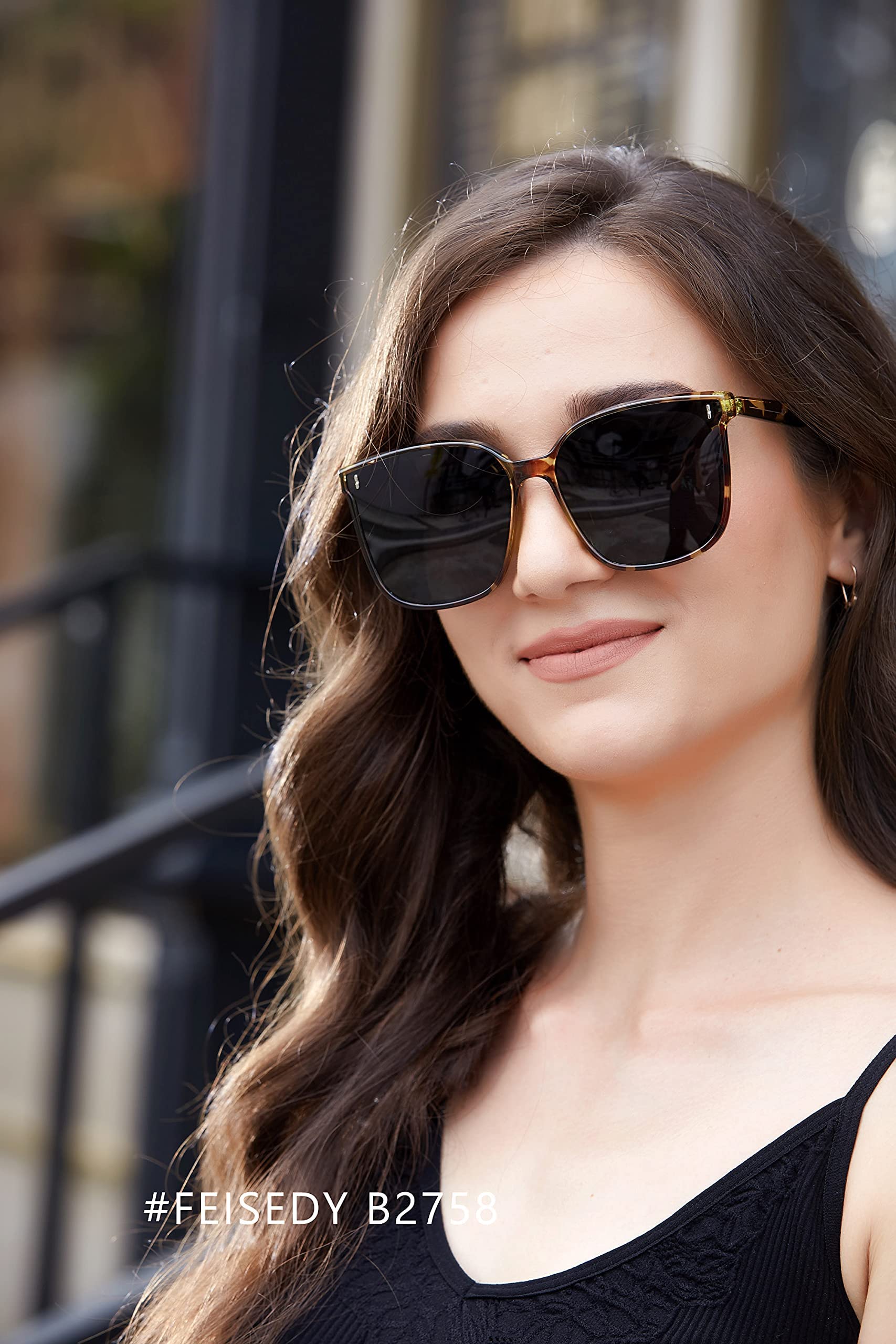 FEISEDY Women Oversized Vintage Polarized Sunglasses Square Cute Trendy Classic Simple Men B2758