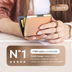 Aluminium Smart Case V2 Wallet - Metal Clasp - RFID Blocking Card Holder - Holds up to 10 Cards and Banknotes - Aluminum Rose Gold