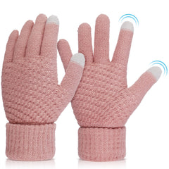 Women's Winter Warm Touchscreen Gloves, Thermal Knit Soft Fleece Lined Gloves Winter Texting Gloves Elastic Cuff Anti-Slip Gloves - Pink