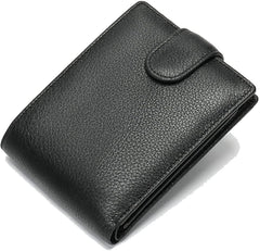 Harroo RFID Protected Men Genuine Leather Wallet Stylish Purse Card Pack Three Fold Wallet Money Clipï¼ˆBlackï¼‰Wallet for Men with Black Gift Box
