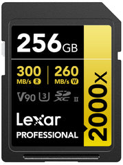 Lexar Professional 2000x SDXC Memory Card 256GB, UHS-II, C10, U3, V90, FHD & 8K Video, Read up to 300MB/s, for DSLR Cameras and Cinema Quality Camcorders (LSD2000256G-BNNNU)