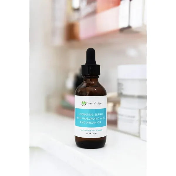 Essence of Argan Hydrating Serum for Face Day/Night Moisturizer with Hyaluronic Acid and Argan Oil Essential Fatty Acids & Vitamin E- Reduce Aging Signs (2fl.oz/60ml)