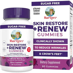 MARYRUTH'S Skin Restore + Renew Gummies with Hyaluronic Acid, 60 Gummies | Skin Hydration, Clinically Shown to Reduce Fine Wrinkles & Improve Skin Firmness in Women, Vegan Collagen Production
