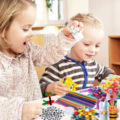 NAWOKEENY 3000+ DIY Craft Kits for Kids, Arts and Crafts Supplies with Storage Box for 3-12 Ages, All in One DIY Crafting Set Includes Wooden Sticks, Round Eyes, Buttons, Colorful Beads etc