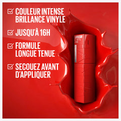 Maybelline New York Lip Colour, Smudge-free, Long Lasting up to 16h, Liquid Lipstick, Shine Finish, SuperStay Vinyl Ink, 45 Capricious