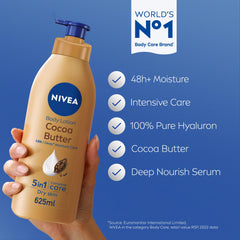 NIVEA Body Lotion Dry Skin, Cocoa Butter Vitamin E, 625ml