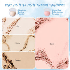 Kosas Mini Cloud Set Face Setting Powder - Smoothing Shine Control, Soft, Sheer Translucent Makeup Finish, Portable & Long-Lasting Loose Pressed Baking Powder - Comfy (Sheer Medium)