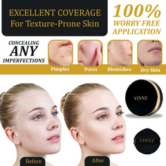 VINNE Korean Cushion Foundation, Lightweight, Essence Makeup Natural and Dewy Finish, 12-Hour Lasting Effect, 0.42 Oz- #21 Light Beige (Refill Not Included)