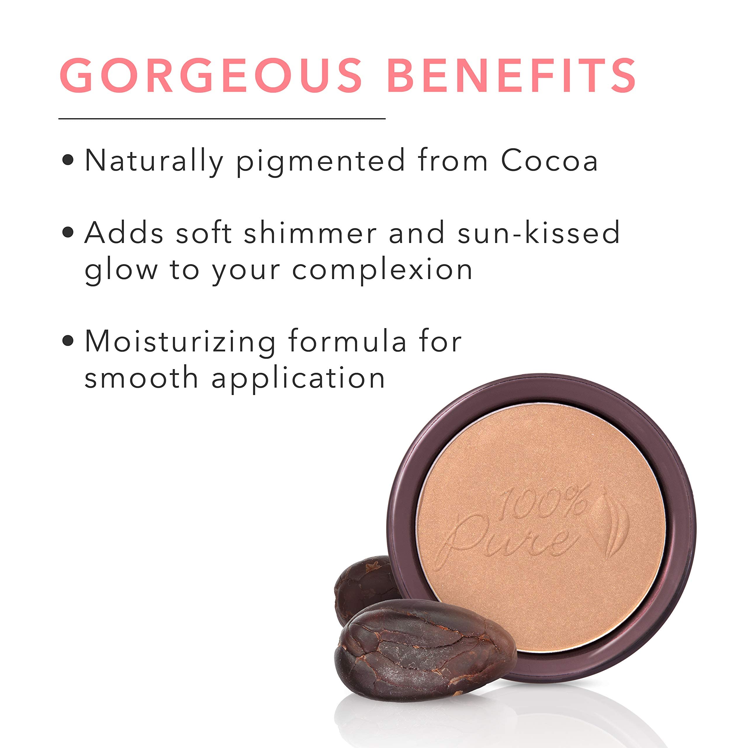 (Cocoa Gem) - 100% PURE Cocoa Pigmented Bronzer, Cocoa Gem, Bronzer Powder for Face, Contour Makeup, Soft Shimmer, Sun Kissed Glow (Light Peachy Brown w/Golden Undertones) - 10ml