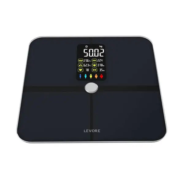 Levore Smart Digital Scale with Full Body Index Reporting (LFS522-BK) - Black