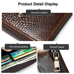 TERRIFI Genuine Leather Wallets for Men, Genuine Leather Wallet with RFID Protection, 12 Card Slots, 3 Bill Compartments, Zip Coin Pocket & Smartphone Slot (Brown)