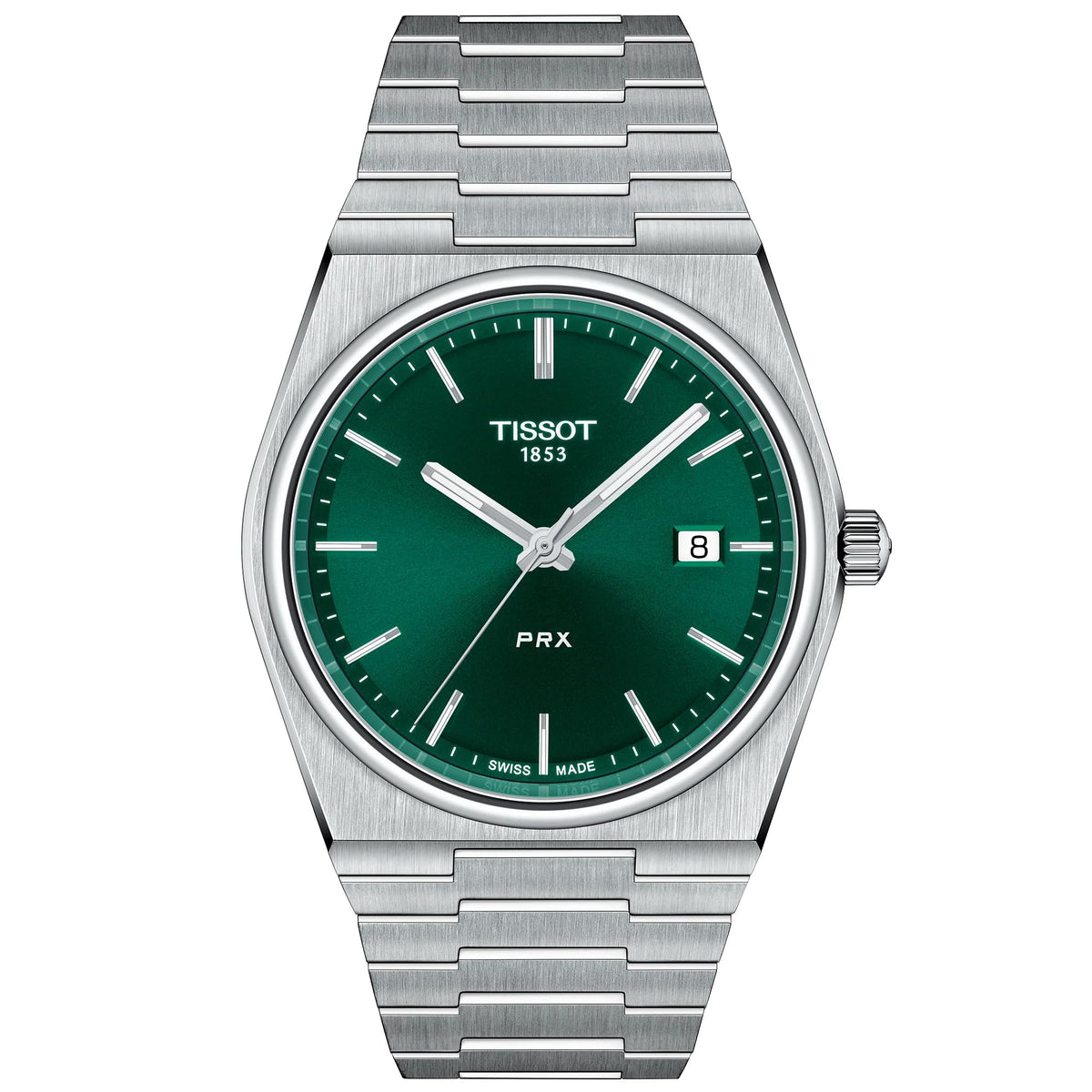 Tissot Mens PRX 316L Stainless Steel case Quartz Watch, Grey, Stainless Steel, 12 (T1374101109100)