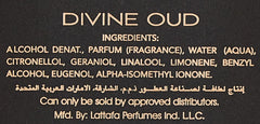 Lattafa Divine Oud Eau de Perfume Spray for Men, 50 ml