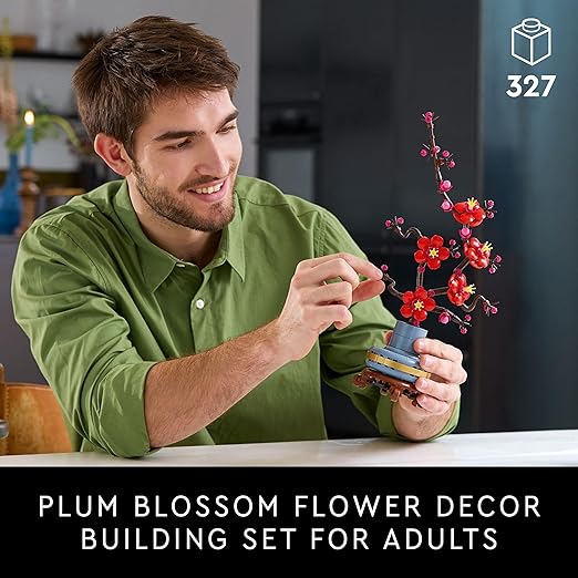 LEGO Icons Plum Blossom Flower Building Set, Faux Plant Model Kit for Adults to Build, Home Office Decor Display Piece, Botanical Collection Gift for Women, Men, Her or Him 10369