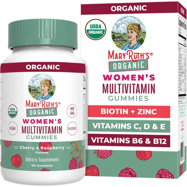 MARYRUTH'S Organic Multivitamin Gummies for Women, Hair & Skin Health, 60ct | Immune Support, Hair & Skin Health, Reproductive Health, Vitamin A C D E B6 B12 Biotin Zinc Iodine