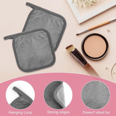 Makeup Remover Cloth 12 Pack, Ultra Soft and Reusable Microfiber Makeup Remover Towels for All Skin Types, Perfect Face Towels for Women, 6 Inch X 6 Inch, Grey