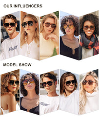 SOJOS Retro Vintage Polarized Sunglasses Double Bridge Brow Bar Square Aviators SJ2174